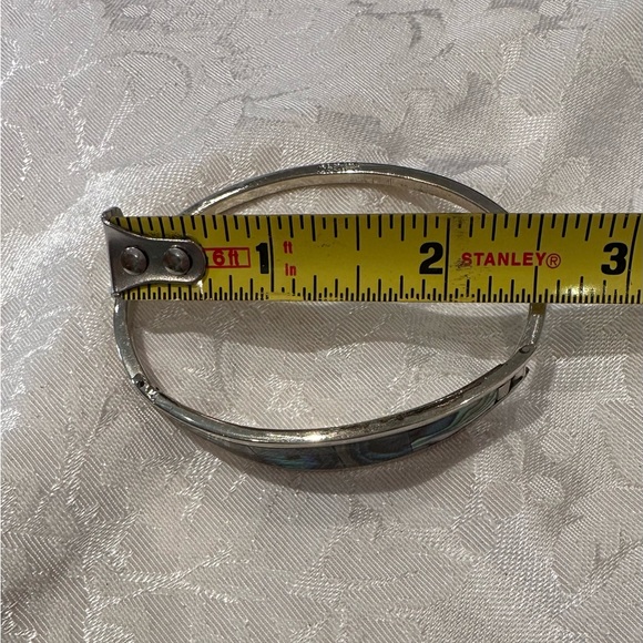 Alpaca Mexico Silver Abalone Shell inlaid Bracelet VINTAGE - Picture 6 of 7